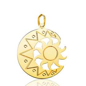 Pendentif or 18 carats "lune et soleil"