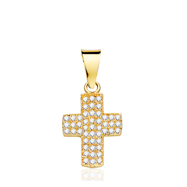 Pendentif croix en or 18 carats et zirconiums