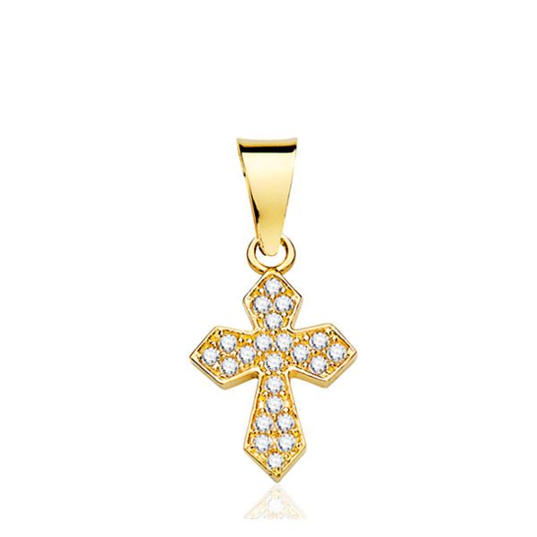 Pendentif croix en or 18 carats et zirconiums