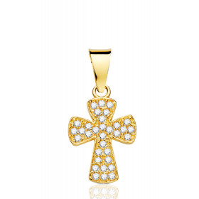 Pendentif croix en or 18 carats et zirconiums