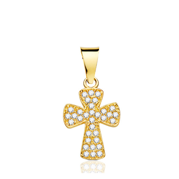 Pendentif croix en or 18 carats et zirconiums