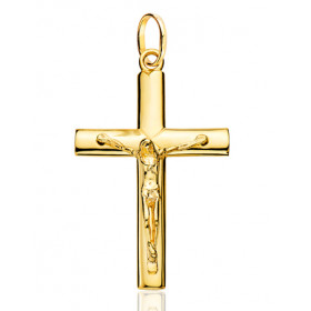 Pendentif croix et Christ en or jaune 18 carats