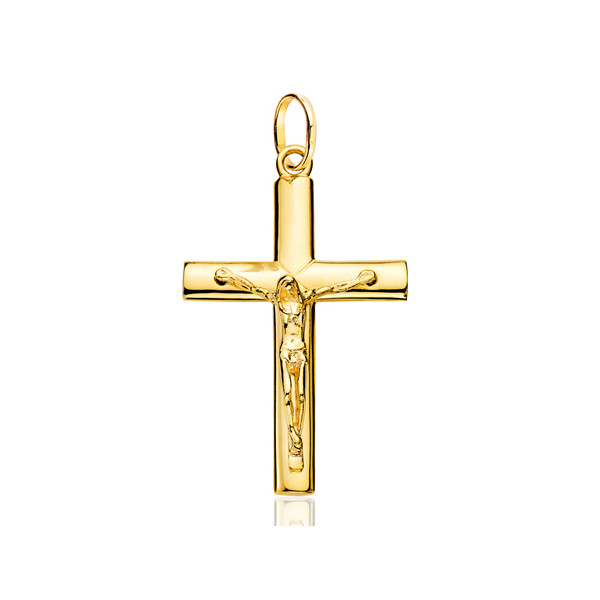 Pendentif croix et Christ en or jaune 18 carats