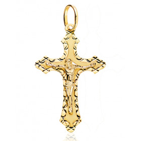 Pendentif croix et Christ en or jaune 18 carats