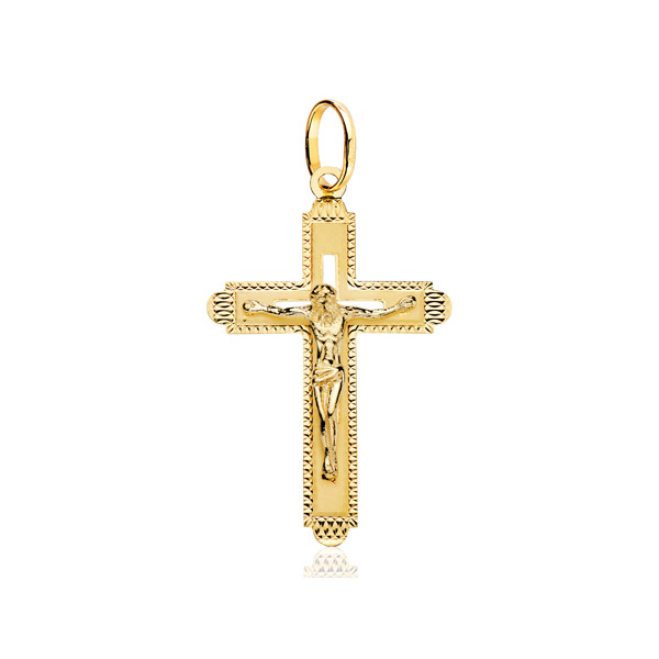 Pendentif croix et Christ en or jaune 18 carats