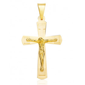 Pendentif croix et Christ en or jaune 18 carats