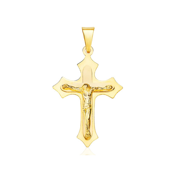 Pendentif croix et Christ en or jaune 18 carats