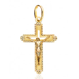 Pendentif croix et Christ en or jaune 18 carats