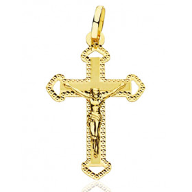 Pendentif croix et Christ en or jaune 18 carats