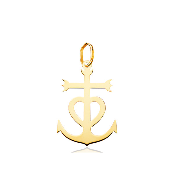 Pendentif or jaune 18 carats croix Camarguaise