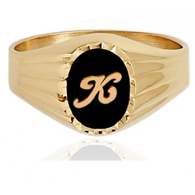 Chevalière or 18 carats et onyx personnalisable pour femme