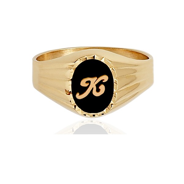 Chevalière or 18 carats et onyx personnalisable pour femme
