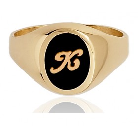 Chevalière or 18 carats et onyx personnalisable pour femme
