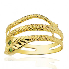 Bague or jaune 18 carats "serpent d'emeraudes"