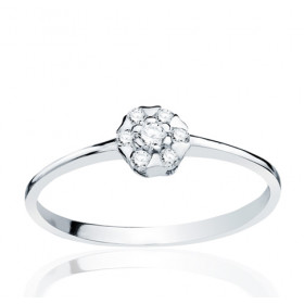 Bague diamant 0,12 carat et or blanc 18 carats