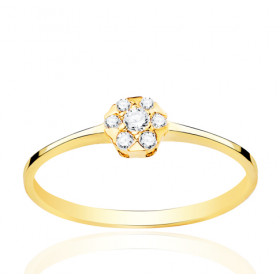 Bague diamant 0,12 carat et or jaune 18 carats