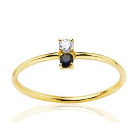 Bague diamant 0,043 carat, saphir 2,30 mm et or jaune 18 carats