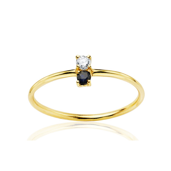 Bague diamant 0,043 carat, saphir 2,30 mm et or jaune 18 carats