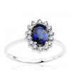 Bague diamant 0,29 carat, saphir 0,98 carat et or blanc 18 carats