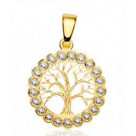 Pendentif or jaune 18 carats "arbre de vie" et zirconiums