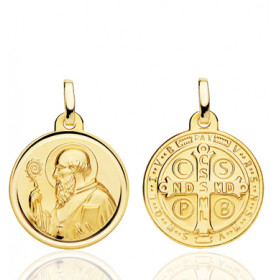 Médaille scapulaire or 18 carats "Saint Benoit"