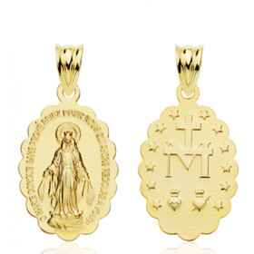 Médaille scapulaire or 18 carats "Vierge miraculeuse"