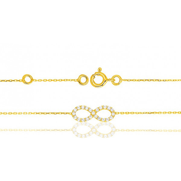 Bracelet or jaune 18 carats et zirconiums "infini"