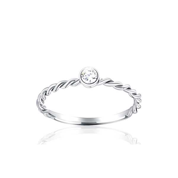 Bague solitaire diamant 0,050 carat et or blanc 18 carats