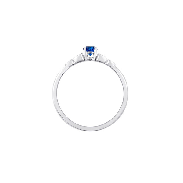 Bague diamant 0,030 carat, saphir 0,18 carat et or blanc 18 carats