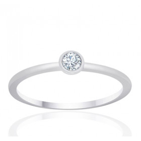 Bague solitaire diamant 0,10 carat et or blanc 18 carats