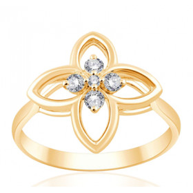 Bague diamant 0,14 carat et or 18 carats "fleur"