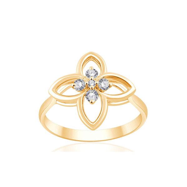 Bague diamant 0,14 carat et or 18 carats "fleur"