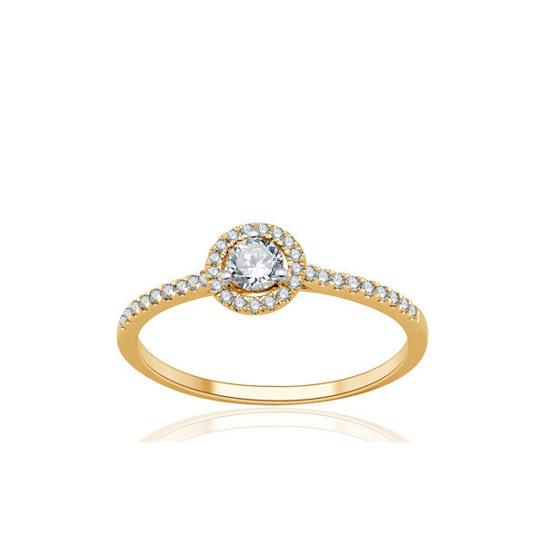 Bague solitaire diamant 0,30 carat et or jaune 18 carats