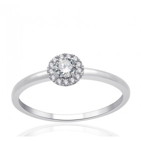 Bague solitaire diamant 0,18 carat et or blanc 18 carats