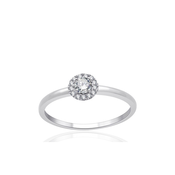 Bague solitaire diamant 0,18 carat et or blanc 18 carats