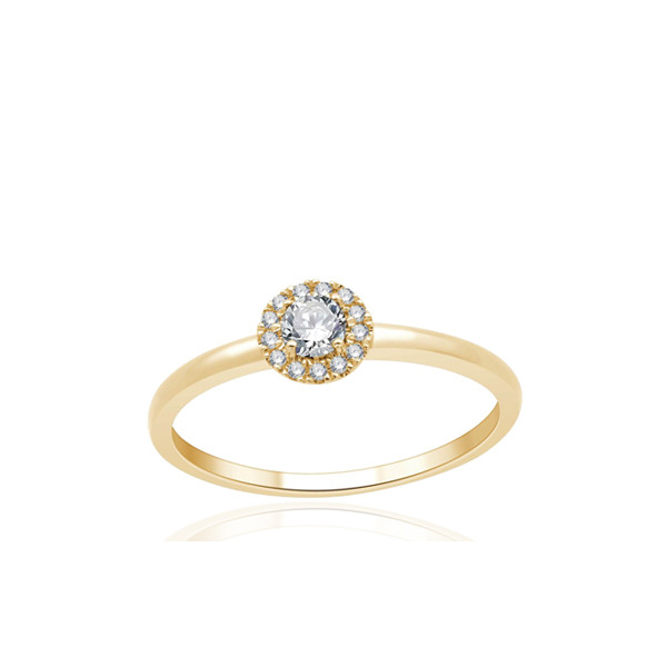 Bague solitaire diamant 0,18 carat et or jaune 18 carats