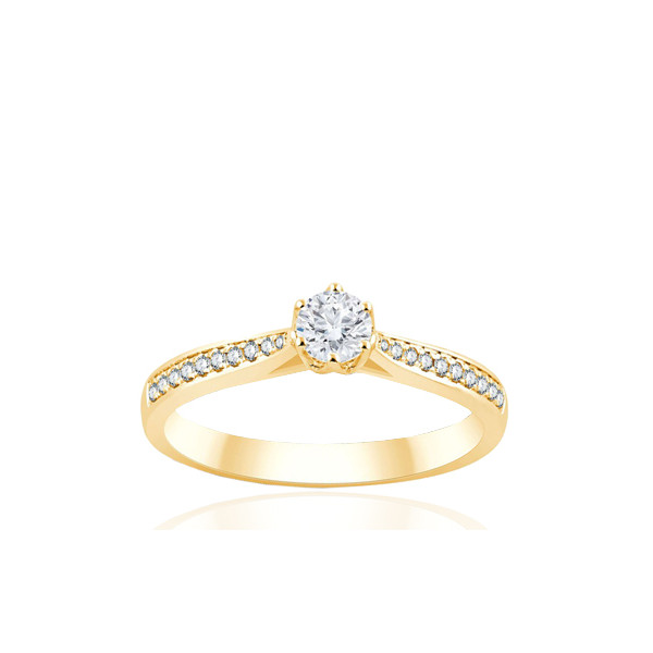 Bague solitaire diamant 0,34 carat et or jaune 18 carats