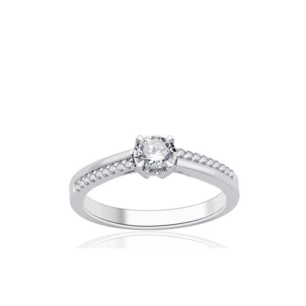 Bague solitaire diamant 0,39 carat et or 18 carats