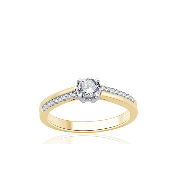 Bague solitaire diamant 0,39 carat et or jaune 18 carats