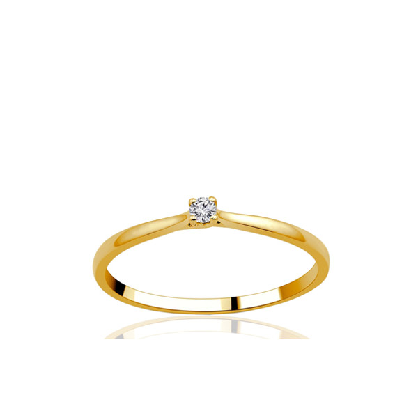 Bague solitaire diamant 0,03 carat et or jaune 18 carats