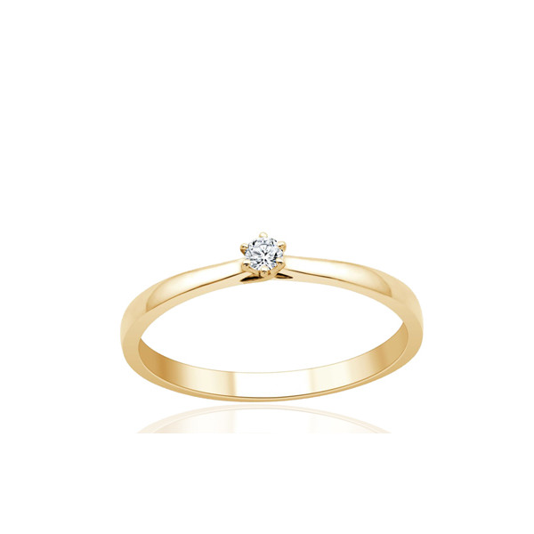 Bague solitaire diamant 0,050 carat et or jaune 18 carats