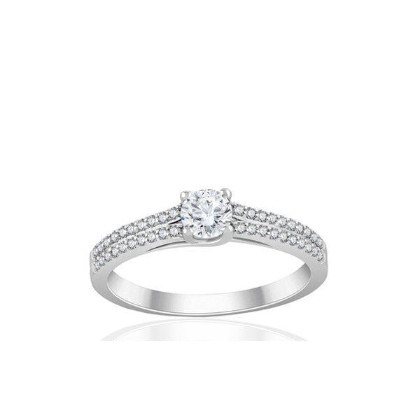 Bague solitaire diamant 0,50 carat et or blanc 18 carats