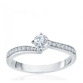 Bague solitaire diamant 0,40 carat et or 18 carats