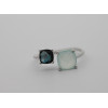 Bague calcédoine, topaze blue London et or blanc 18 carats