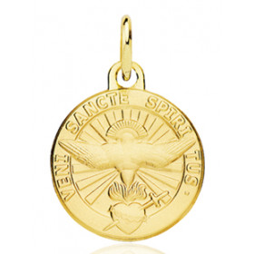 Médaille or 18 carats "Veni Sancte Spiritus"