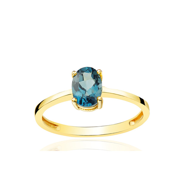 Bague or jaune 18 carats et topaze blue London