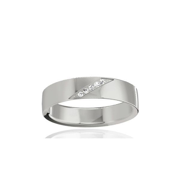 Alliance en platine et diamant 0,025 carat