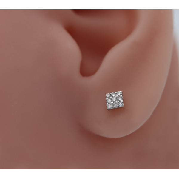 Boucle d'oreille diamant  0,030 carat et or blanc 18 carats pour homme