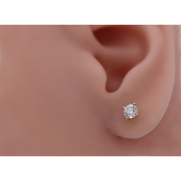 Boucle d'oreille diamant  0,30 carat et or jaune 18 carats pour homme