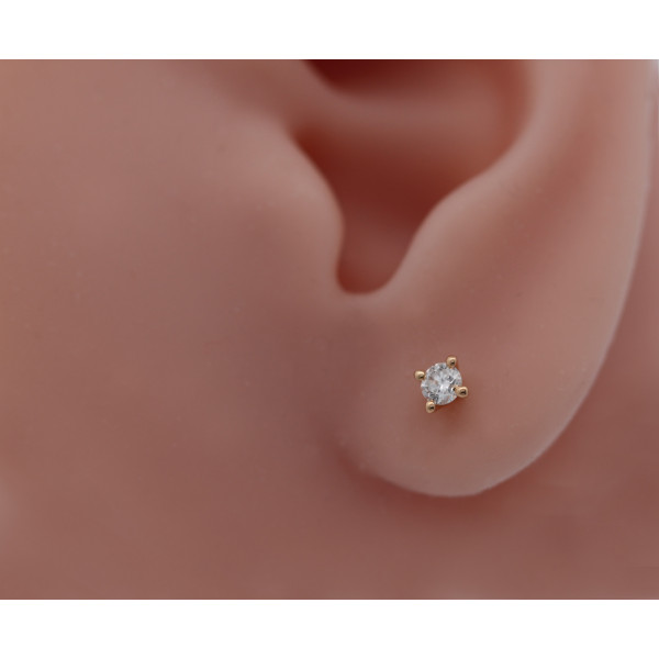 Boucle d'oreille diamant  0,10 carat et or jaune 18 carats pour homme